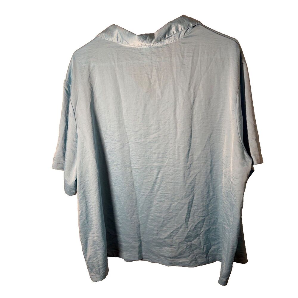 Auden Shirt Women's 2X Button Up Short Sleeve Satin Pajama Top Lightweight - Picture 2 of 8